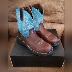 Ariat Brown and Blue Leather Boots